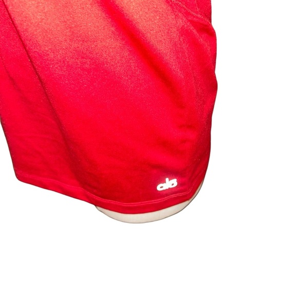 Alo Yoga Women Red Coolfit V-Neck Mesh Racerback Tank Top Large workout L - Picture 3 of 5